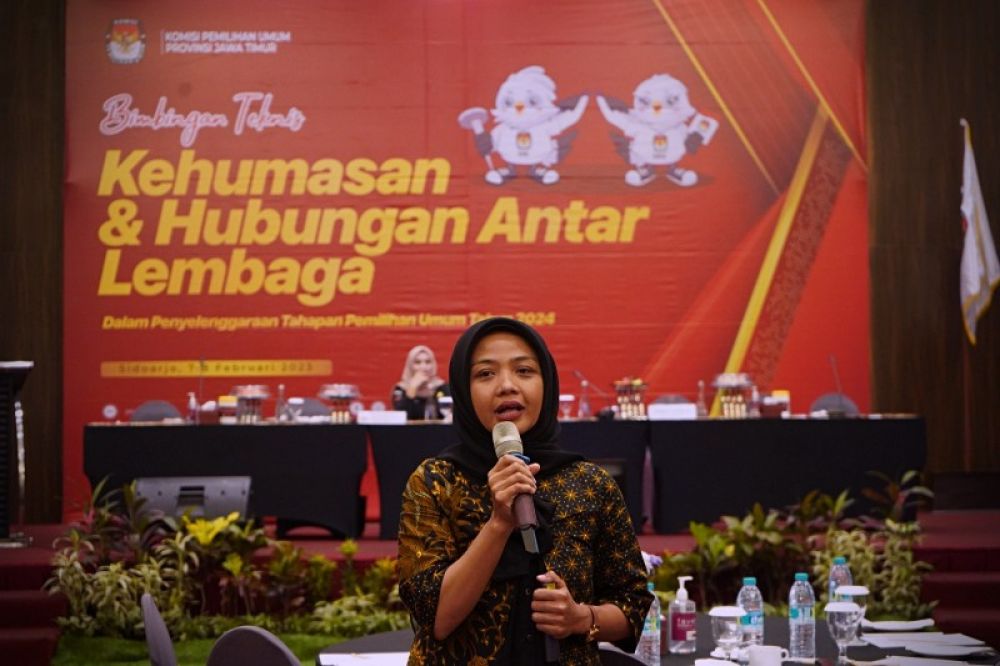 Peserta bimtek KPU nidang Kehumasan dan Hubungan Antar Lembaga saat berdialog. (Ist) 