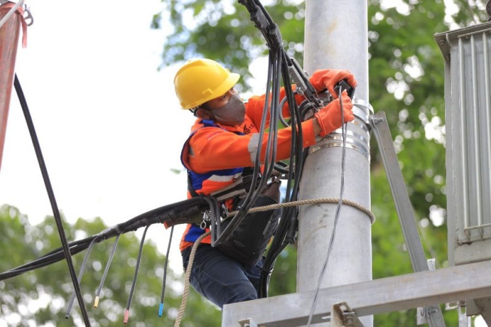 Petugas PLN sedang melakukan aktivitas perbaikan jaringan. (Ist) 