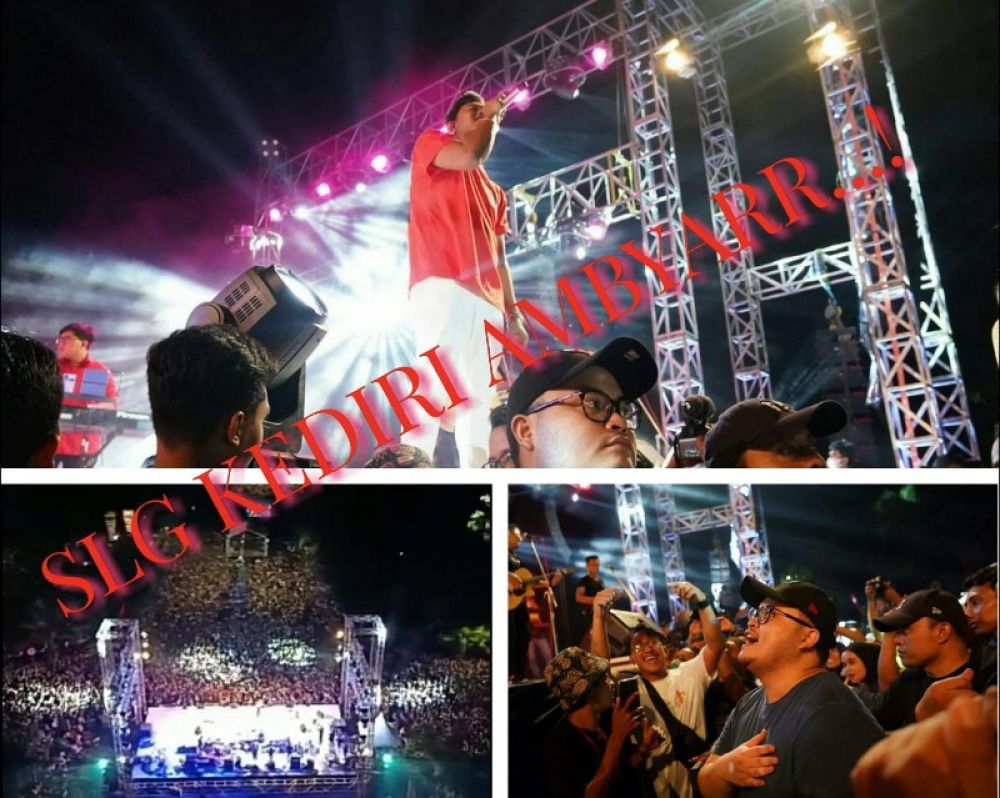 Konser Iromo Tresno menghadirkan artis Cak Nan dan Happy Asmara menyedot animo masyarakat Kediri yang haus hiburan di SLG Kabupaten Kediri. (ist) 