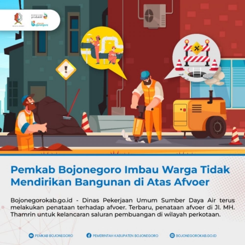 ilustrasi: Pemkab Bojonegonero imbau warga tidak mendirikan bangunan di atas afvoer. (Ist) 