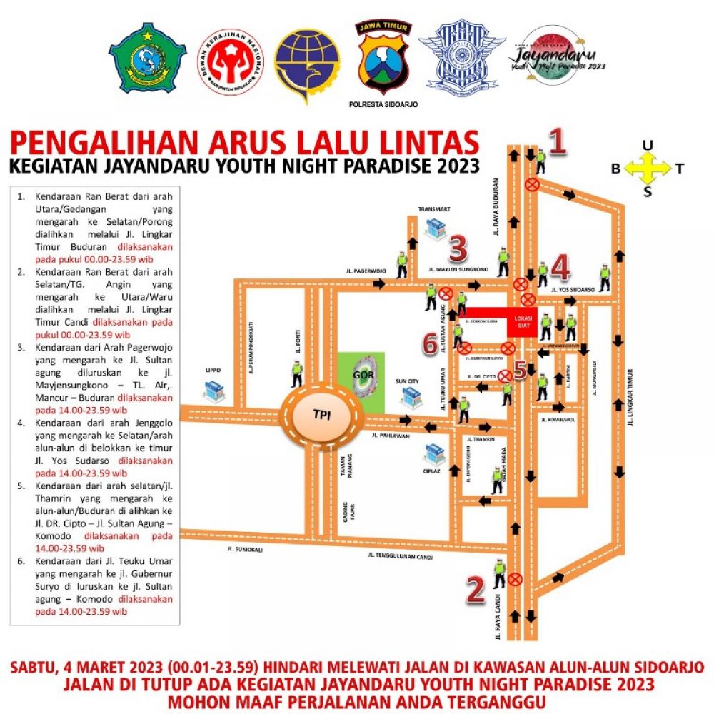 Festival Jayandaru Youth Night Paradise, Sejumlah Arus Lalin Menuju Alun-alun Ditutup dan Dialihkan