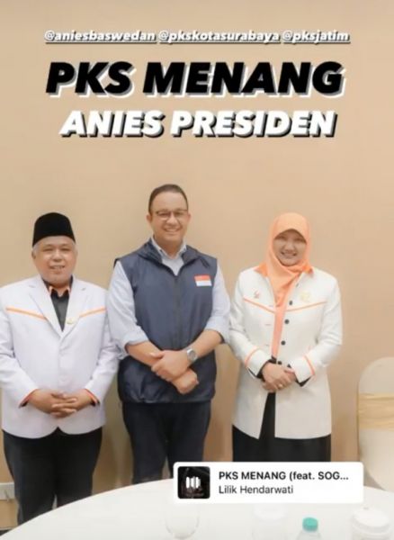 Ketua umum DPW PKS Jatim Irwan Setiawan bersama bendahara DPW PKS Jatim Lilik Hendarwati mendampingi calon Presiden RI Anies Baswedan safari ke Jawa Timur.. (Ist) 