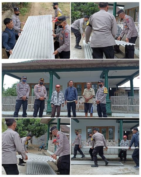 Polisi Peduli, Kapolsek Wonotirto Beri Bantuan Asbes ke Musholla Sabilillah