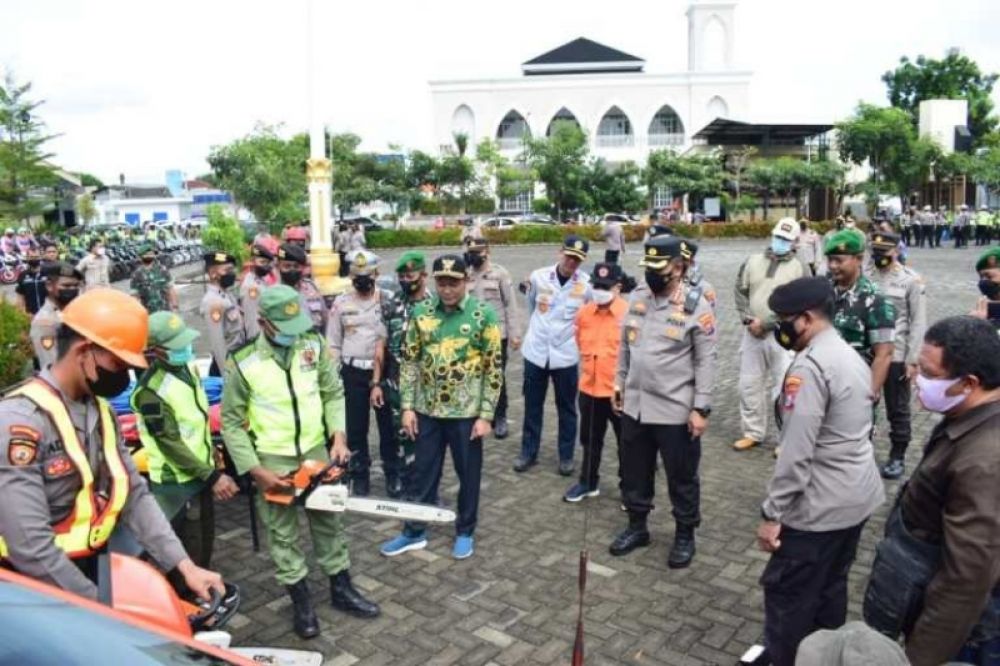 Forkopinda Sidoarjo gelar apel Pasukan kesiapsiagaan bencana alam di Polresta Sidoarjo. (Ist) 