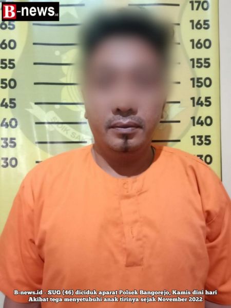 Tampang pelaku persetubuhan anak dibawah umur berinisial SUG (46) Warga Kecamatan Bangorejo, Banyuwangi.(ist) 