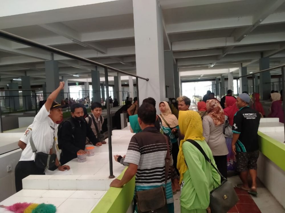 Suasana pengundian stan/ lapak pasar wisata Bojonegoro. (Ist) 