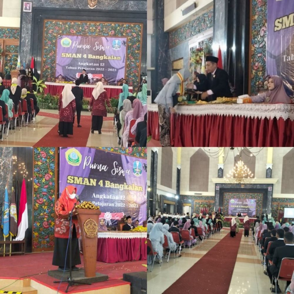 Meriah wisuda SMAN 04 Bangkalan saat prosesi pelepasan atau wisuda. (Ist